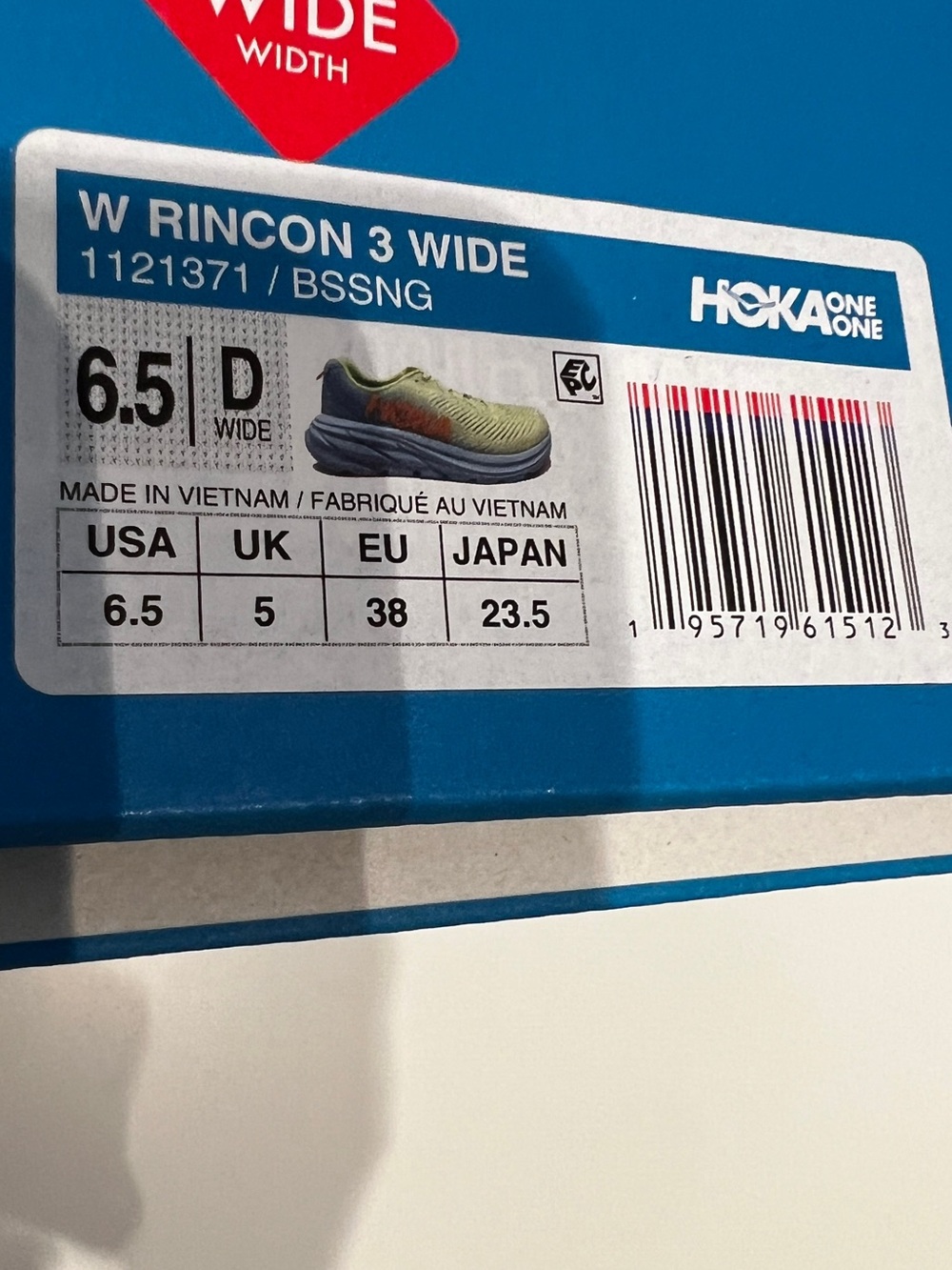 Hoka W Rincon 3 Wide Size 6.5 Women's - Picture 8 of 10